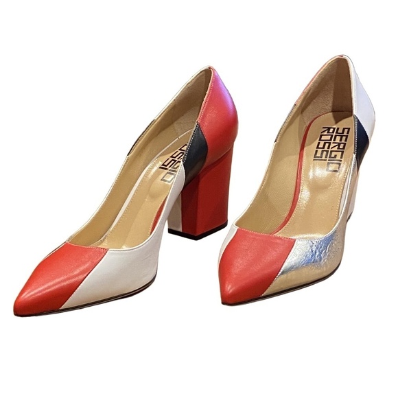 SERGIO ROSSI Color-Block Italian Lamb Goat Leather Emily in Paris Pumps EU 40 - Picture 6 of 16